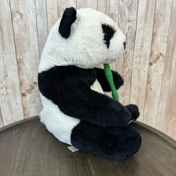 FAQ Schwarz Save the Earth Sitting Panda Bear Animal Plush Toy Black White - Picture 2 of 10